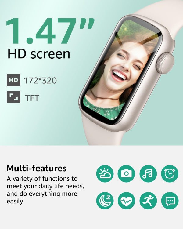 IMFRCHCS Fitness Tracker,Smart Watch with 1.47" Touch Display,137+Sport Modes Fitness Watch with Heart Rate Sleep Monitor, Step Counter,IP68 Waterproof Activity Trackers for Women Men - Image 2