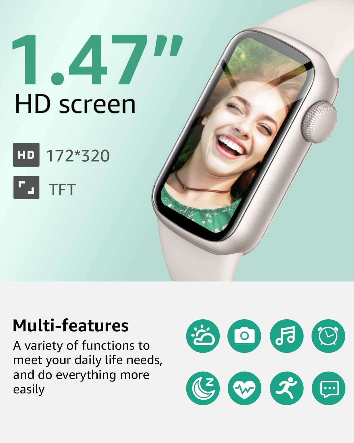 IMFRCHCS Fitness Tracker,Smart Watch with 1.47" Touch Display,137+Sport Modes Fitness Watch with Heart Rate Sleep Monitor, Step Counter,IP68 Waterproof Activity Trackers for Women Men - Image 2